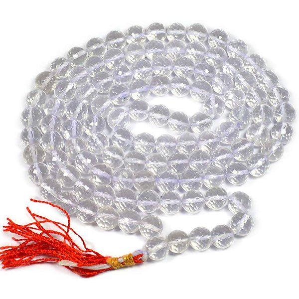 Sphatik Mala - Premium Quality Diamond Cut with Lab Certified Report & Guarantee Certificate